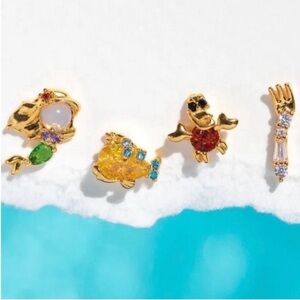 Disney ariel the little mermaid Earrings gold Set crystal rhinestones